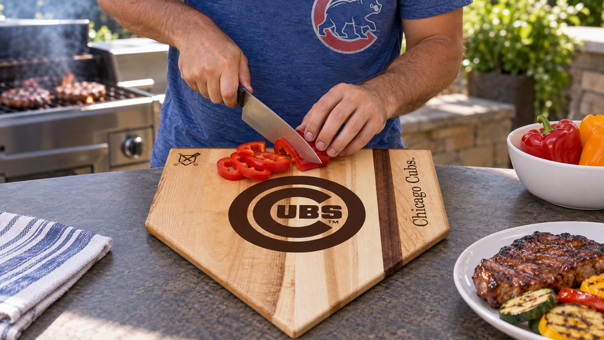 Chicago Cubs Home Plate Cutting Boards | Multiple Sizes | Multiple Designs