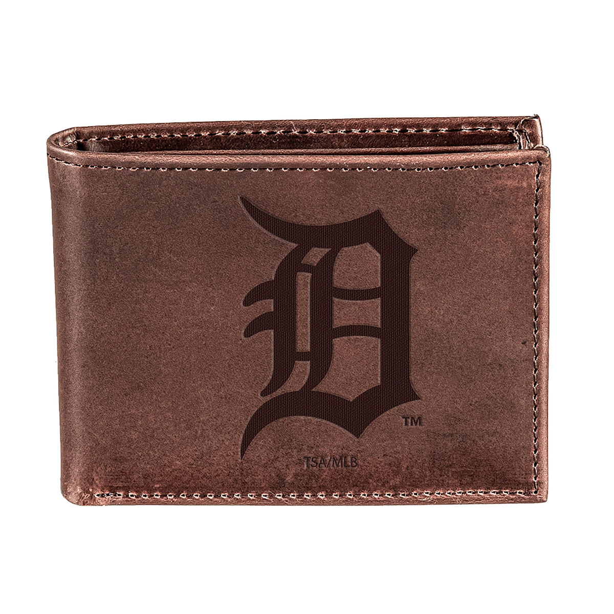 Detroit Tigers Bi-Fold Wallet Brown 100% Genuine Leather