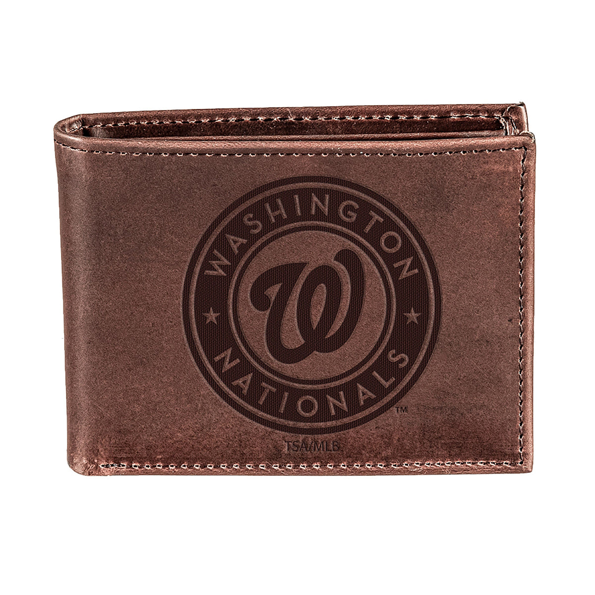 Washington Nationals Bi-Fold Wallet Brown 100% Genuine Leather