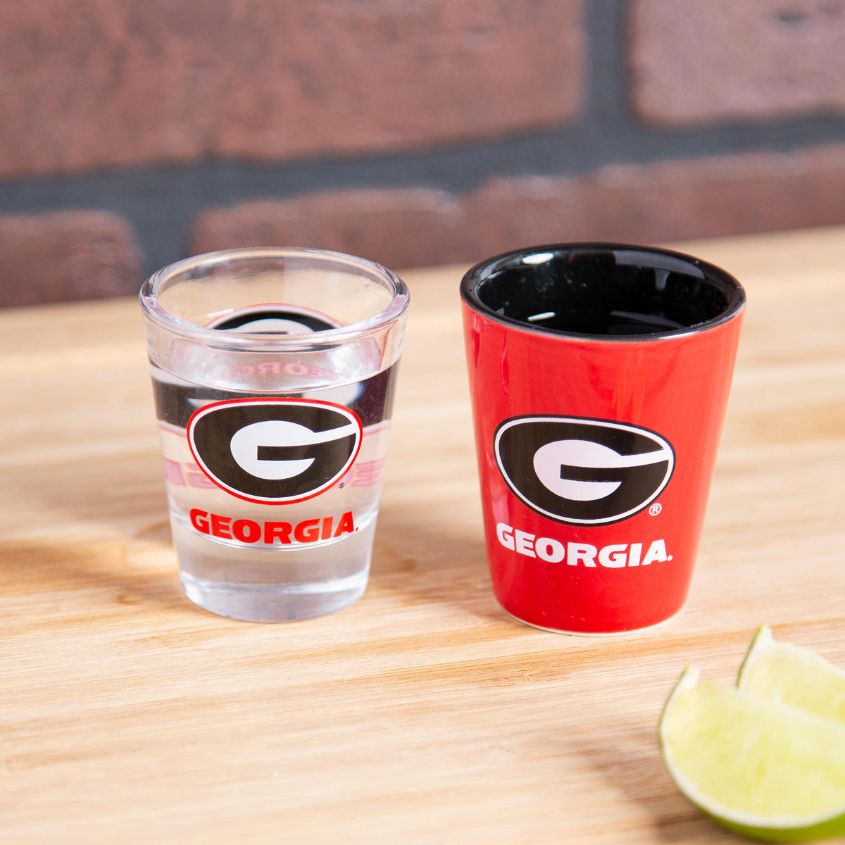 University of Georgia 4-Piece Ceramic and Glass 2oz. Shot Glass Set