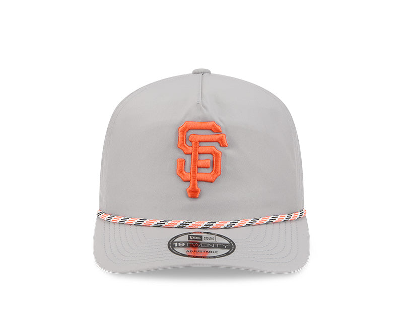 San Francisco Giants gray and orange New Era 19TWENTY rope snapback cap featuring an embroidered logo on the front.