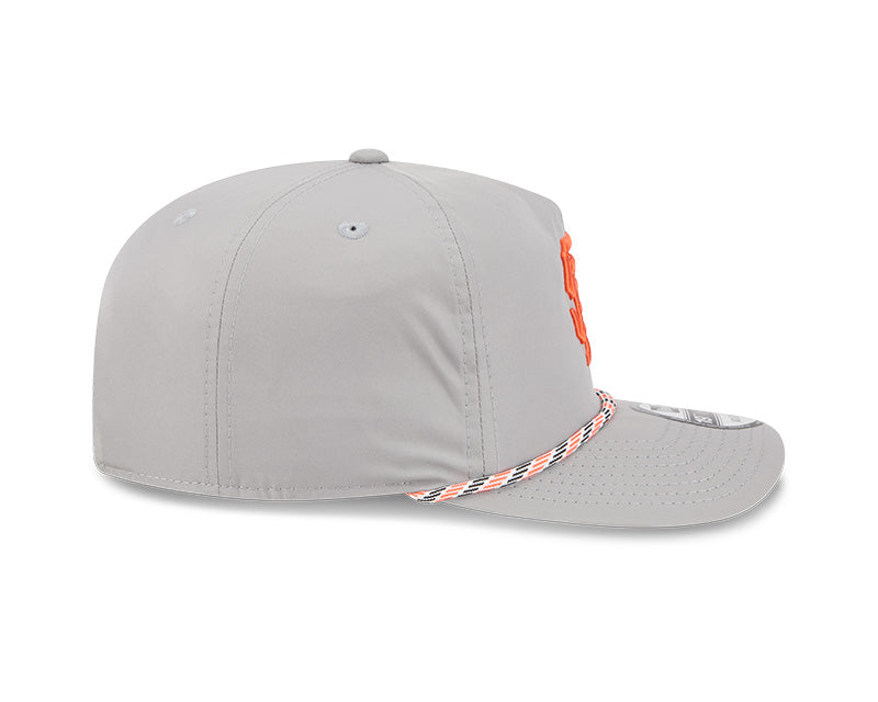San Francisco Giants gray and orange New Era 19TWENTY rope snapback cap with embroidered logo and adjustable strap.