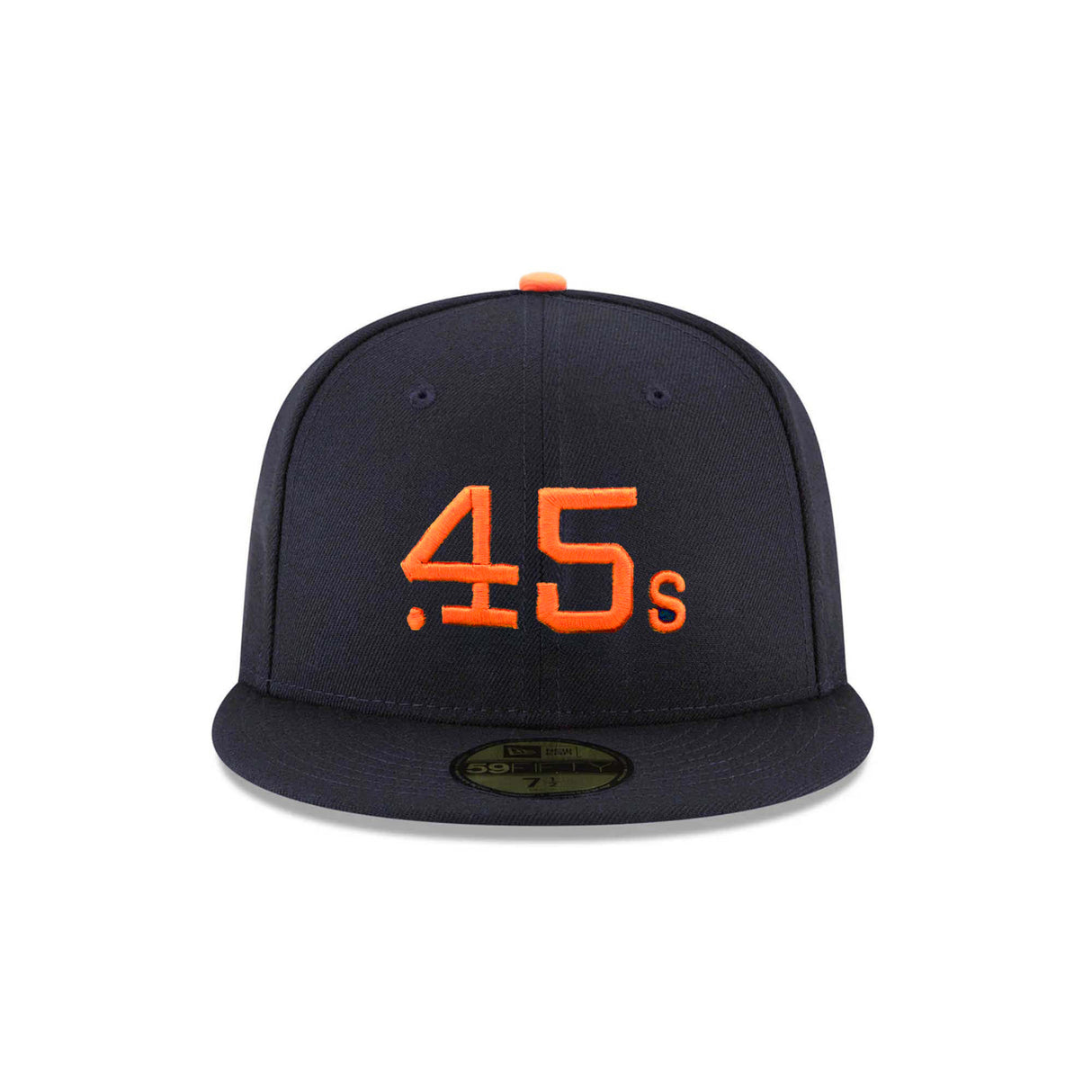 Houston Astros Colt .45s navy and orange 59FIFTY fitted hat featuring bold .45s embroidery on the front.