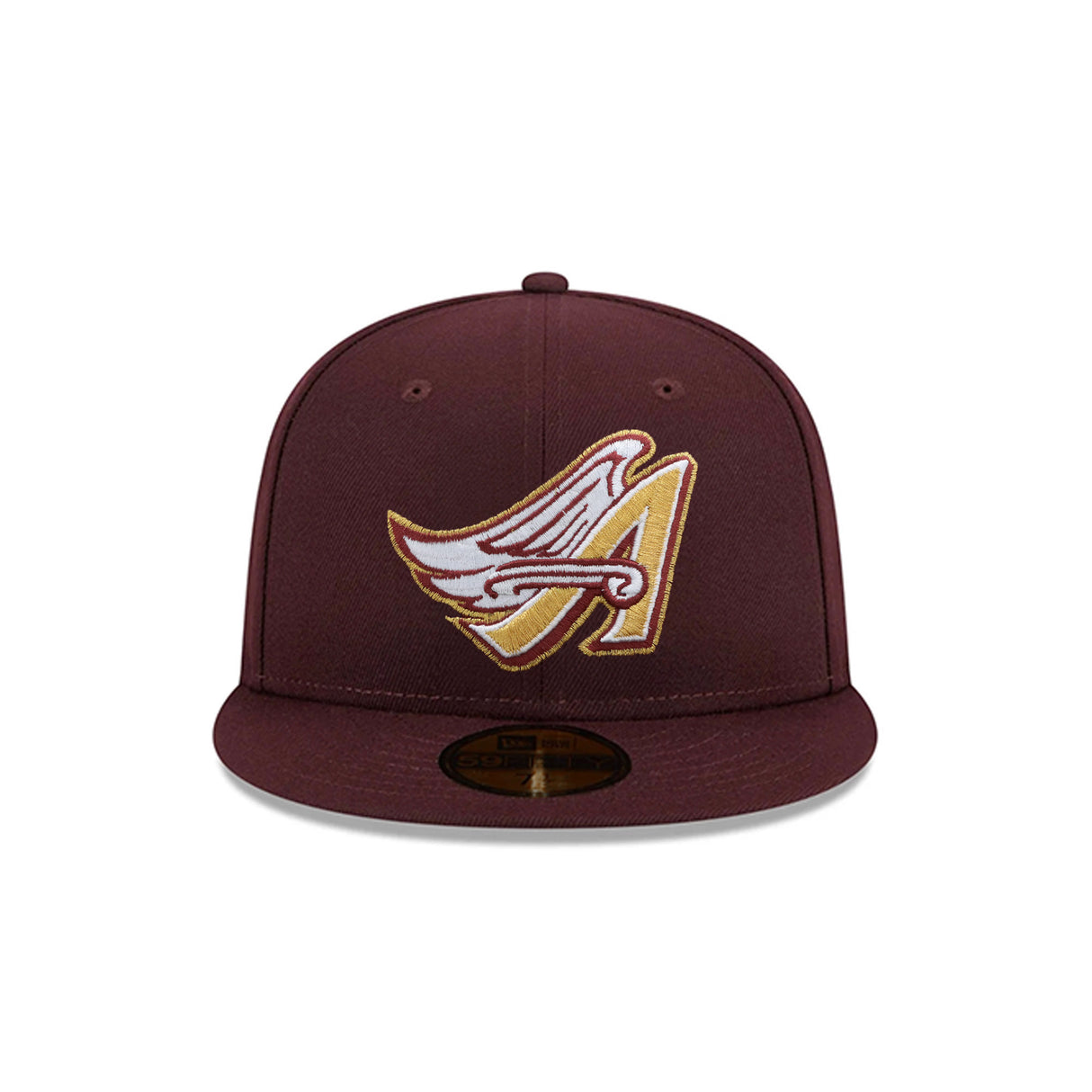 Anaheim Angels Cooperstown Collection Metallic Gold Logo Maroon 59FIFTY Fitted Hat
