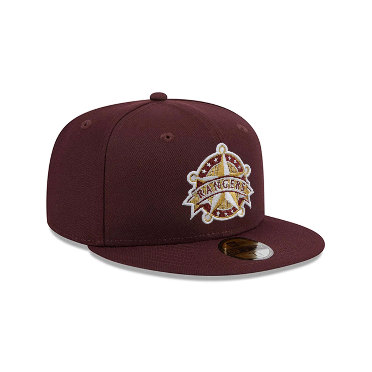 Texas Rangers Cooperstown Collection Metallic Gold Logo Maroon 59FIFTY Fitted Hat
