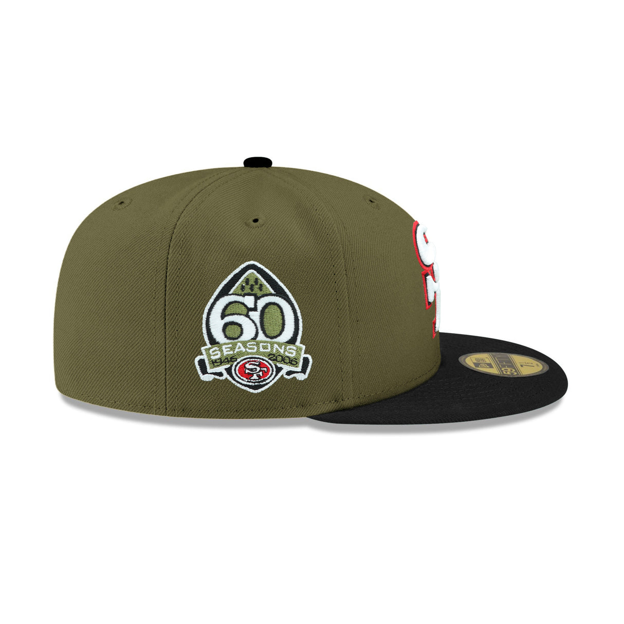 San Francisco 49ers 60th Anniversary Side Patch Olive & Black 59FIFTY Fitted Hat