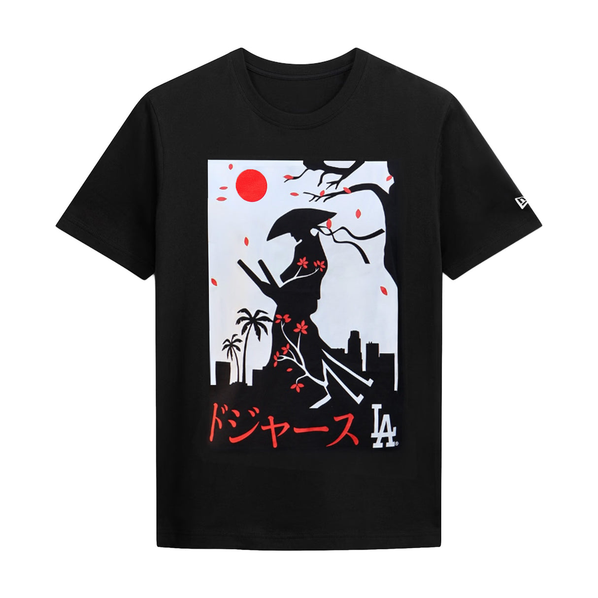 Los Angeles Dodgers Japanese Blossom Black Graphic T-Shirt