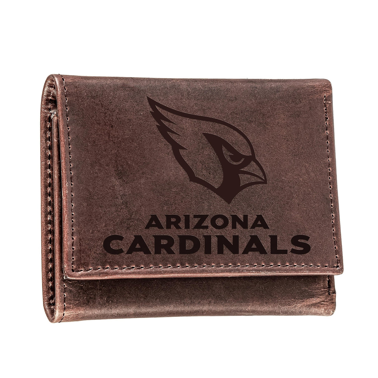 Arizona Cardinals, Tri - Fold Wallet, Brown, CH, 100% Genuine Leather - EG Collective - 801946047650