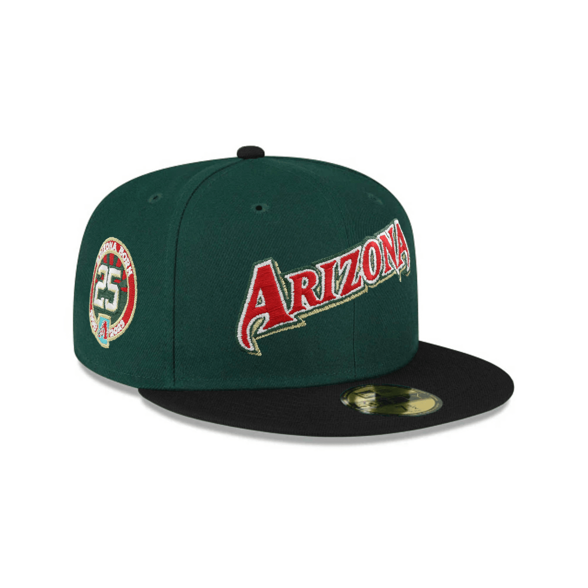 Arizona Diamondbacks 25th Anniversary Side Patch Green & Black 59FIFTY Fitted Hat - New Era - 23336441001