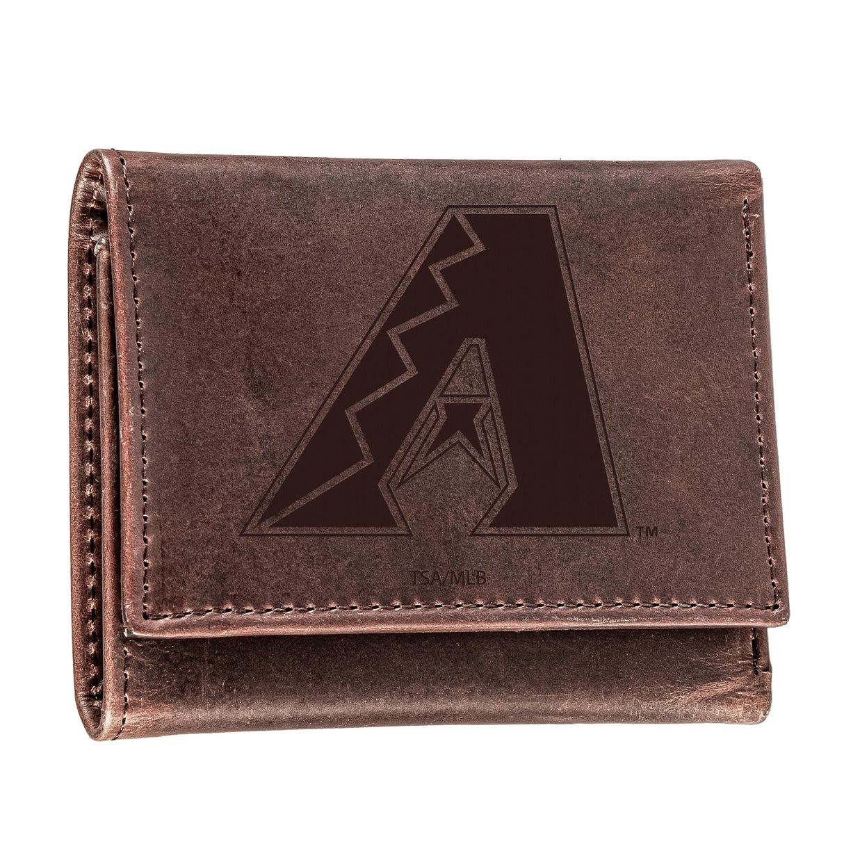 Arizona Diamondbacks Tri - Fold Wallet Brown 100% Genuine Leather - EG Collective - 801946415916