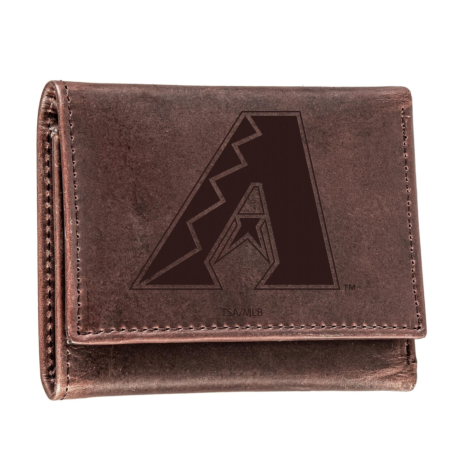 Arizona Diamondbacks Tri - Fold Wallet Brown 100% Genuine Leather - EG Collective - 801946415916