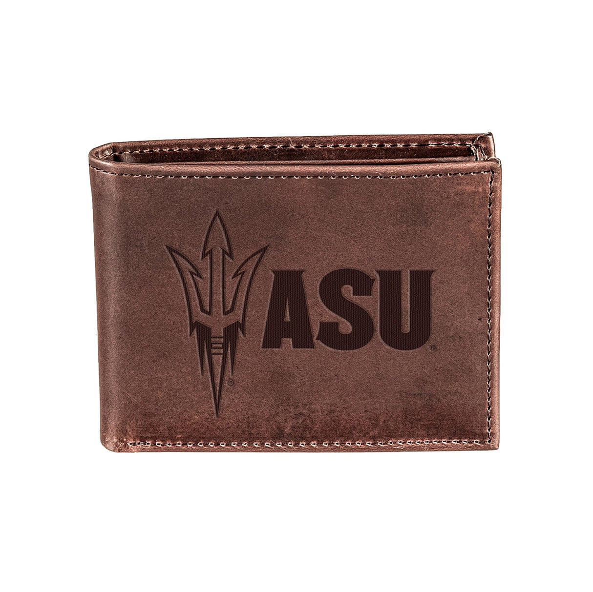 Arizona State University, Bi - Fold Wallet, Brown, CH, 100% Genuine Leather - EG Collective - 801946307372
