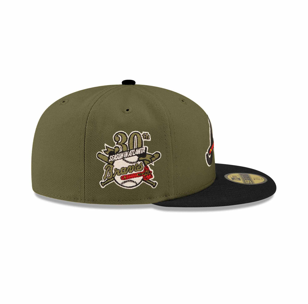 Atlanta Braves 30th Anniversary Patch Olive & Black "Field Issue" 59FIFTY Fitted Hat - New Era -