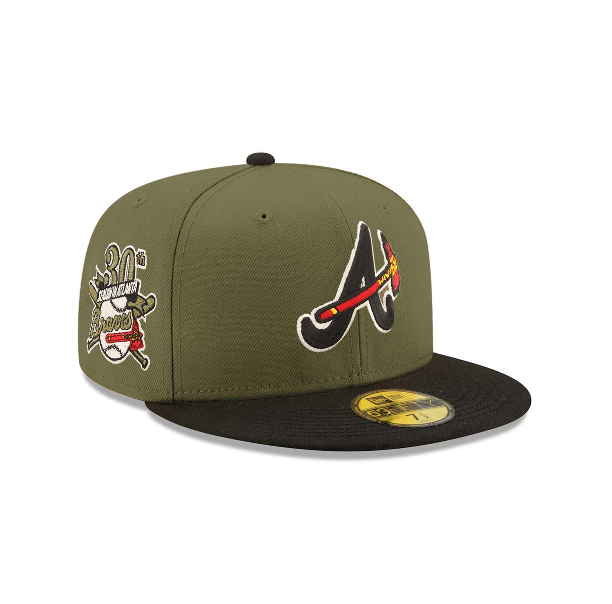 Atlanta Braves 30th Anniversary Patch Olive & Black "Field Issue" 59FIFTY Fitted Hat - New Era -