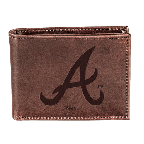 Atlanta Braves Bi - Fold Wallet Brown 100% Genuine Leather - EG Collective - 801946414735