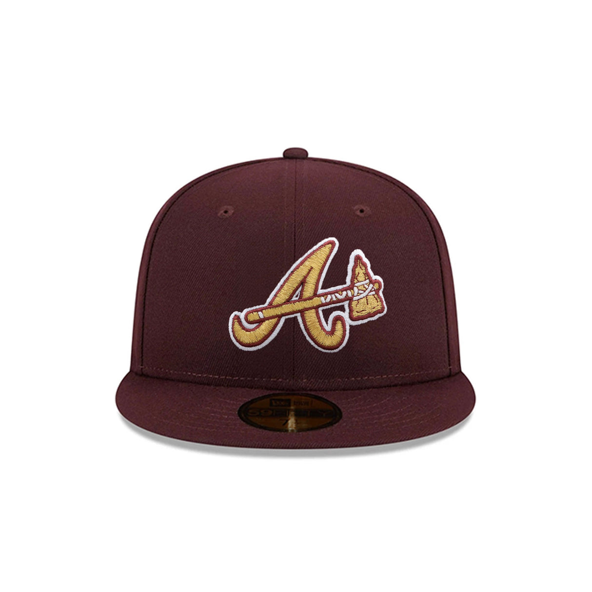 Atlanta Braves Metallic Cooperstown Collection Gold Logo Maroon 59FIFTY Fitted Hat - New Era - 23863840512