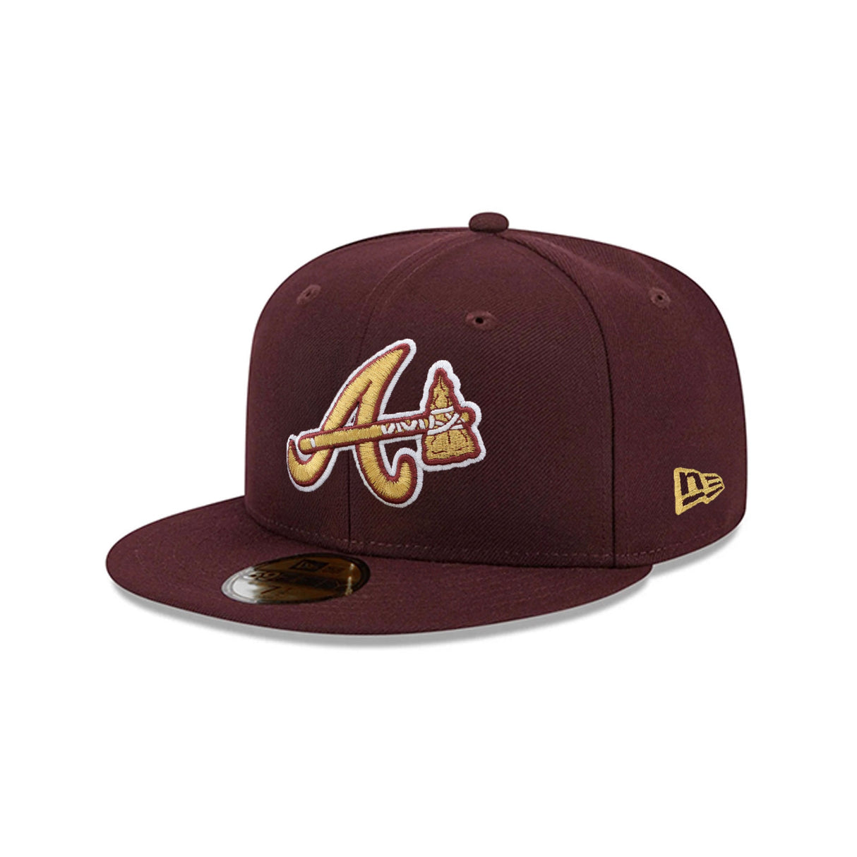 Atlanta Braves Metallic Cooperstown Collection Gold Logo Maroon 59FIFTY Fitted Hat - New Era - 23863840512