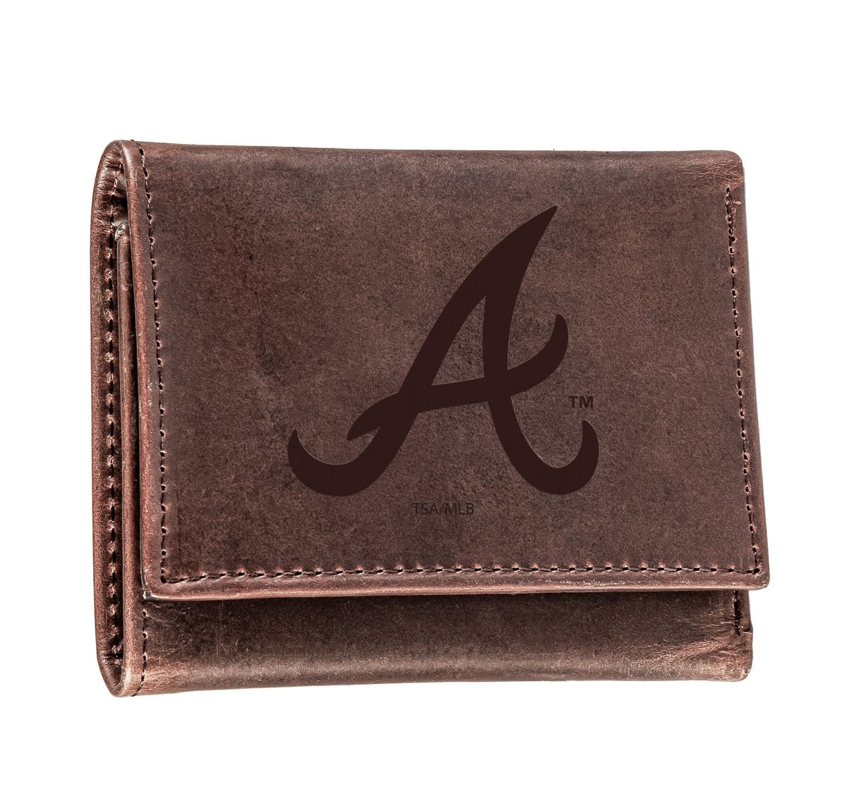 Atlanta Braves Tri-Fold Wallet Brown 100% Genuine Leather - EG Collective - 801946415930
