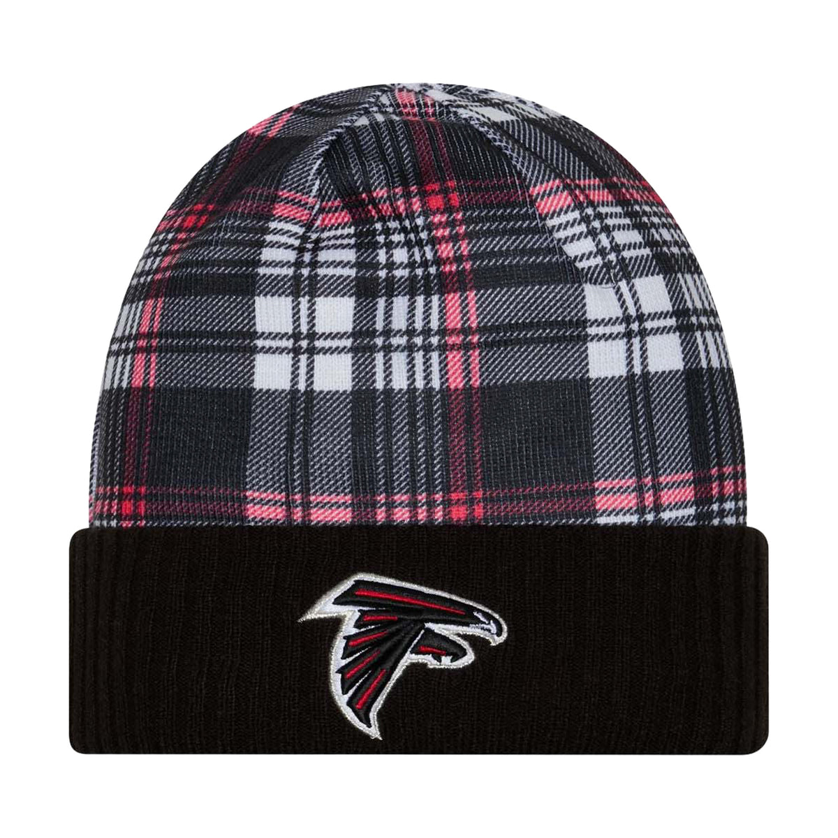 Atlanta Falcons Black Plaid Statement Beanie Cuffed Knit Hat - New Era -