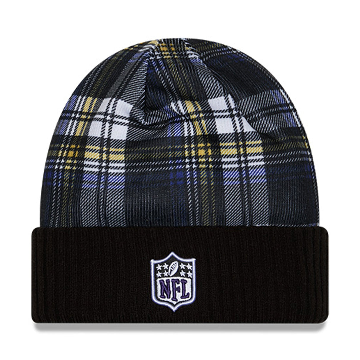 Baltimore Ravens Statement Purple & Yellow Plaid Cuffed Knit Beanie - New Era - 237012501