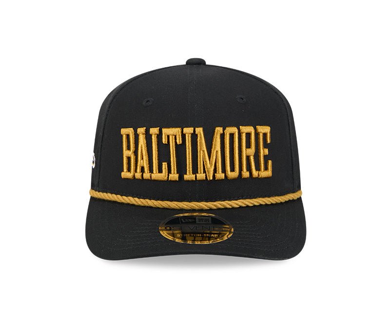 Baltimore Ravens Wordmark Black 9Seventy Rope Stretch - Snap Hat - New Era - 237404125