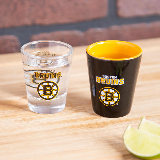 Boston Bruins 4 - Piece Ceramic and Glass 2oz. Shot Glass Set - EG Collective - 801946180258