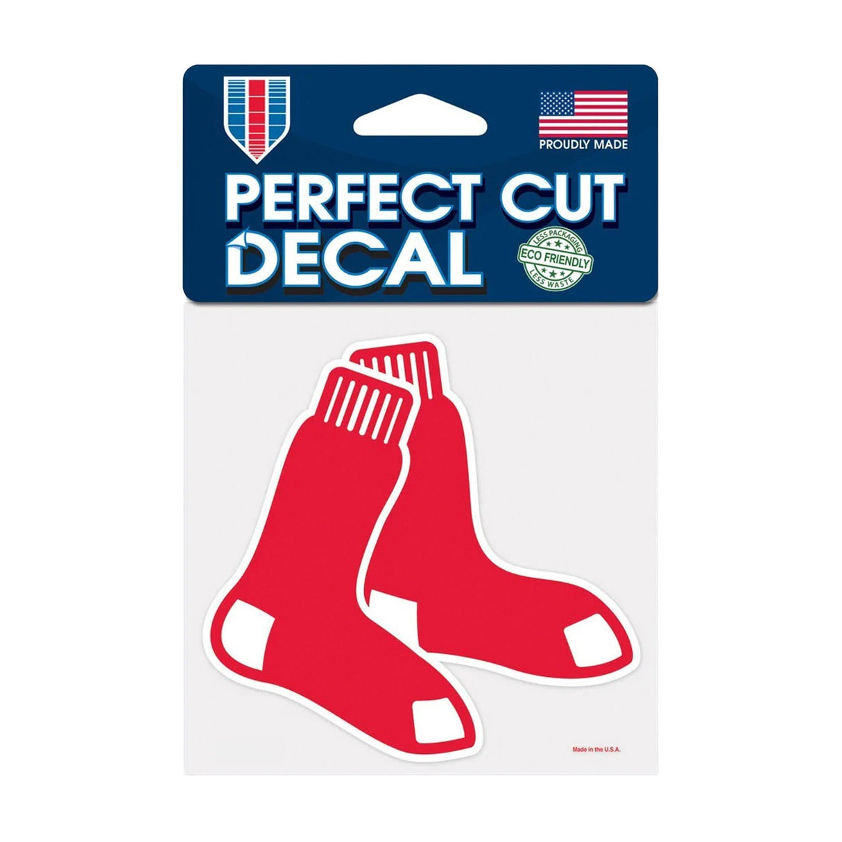 Boston Red Sox Cooperstown Collection Hanging Socks Logo 4x4 Perfect Cut Decal - Wincraft - 3210423