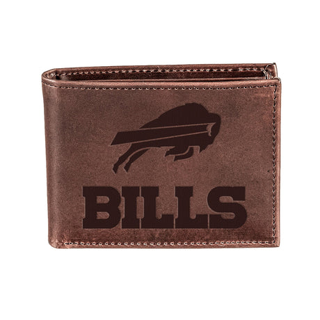 Buffalo Bills, Bi - Fold Wallet, Brown, CH, 100% Genuine Leather - EG Collective - 808412079917