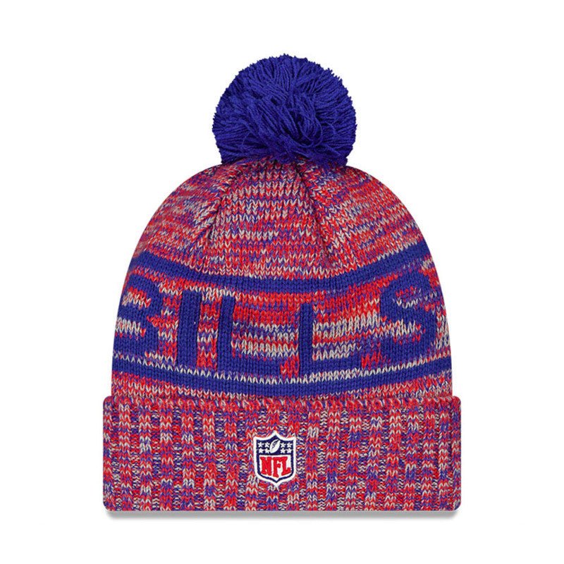 Buffalo Bills Script Pom Cuffed Knit Beanie - New Era -