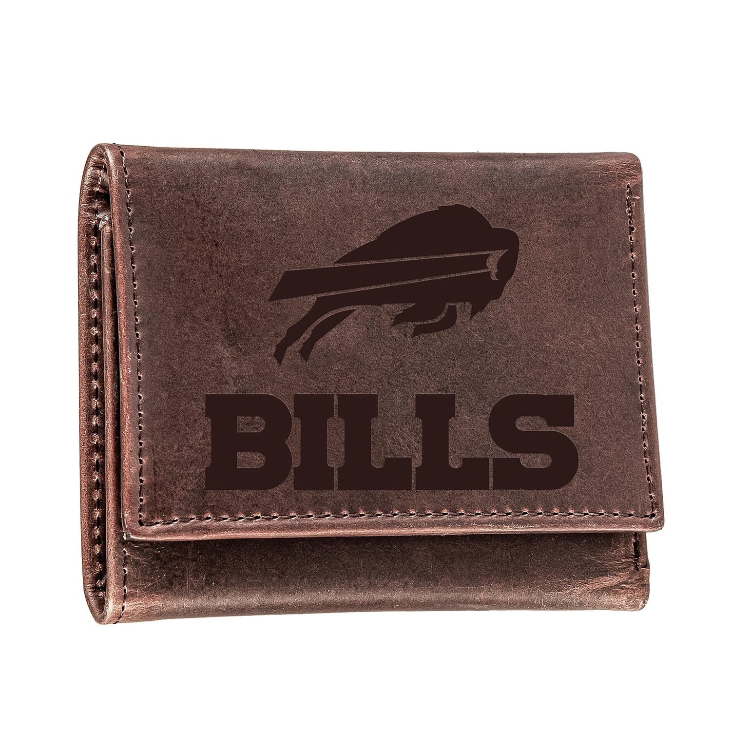 Buffalo Bills, Tri - Fold Wallet, Brown, CH, 100% Genuine Leather - EG Collective - 801946048152