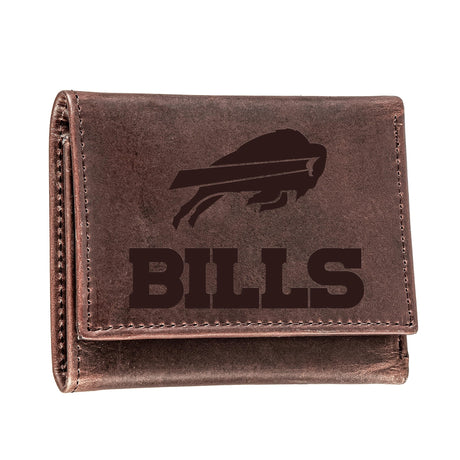 Buffalo Bills, Tri - Fold Wallet, Brown, CH, 100% Genuine Leather - EG Collective - 801946048152