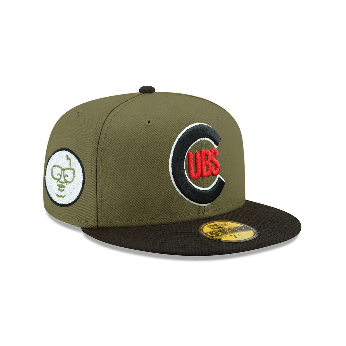 Chicago Cubs Mascot Side Patch Olive & Black 59FIFTY Fitted Hat - New Era - 23862040801