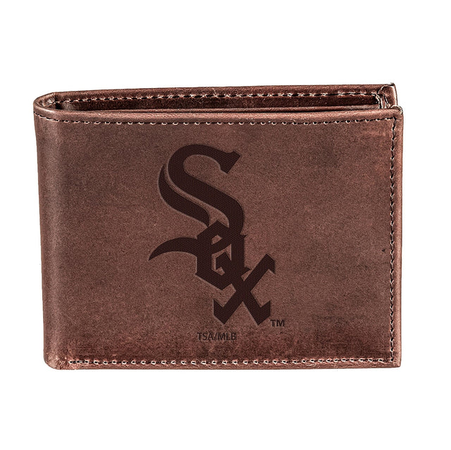 Chicago White Sox Bi - Fold Wallet Brown 100% Genuine Leather - EG Collective - 801946414810