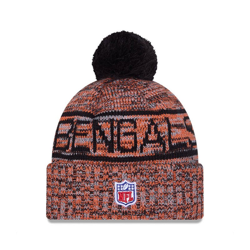 Cincinnati Bengals Script Pom Cuffed Knit Beanie - New Era -