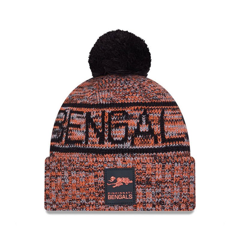 Cincinnati Bengals Script Pom Cuffed Knit Beanie - New Era -