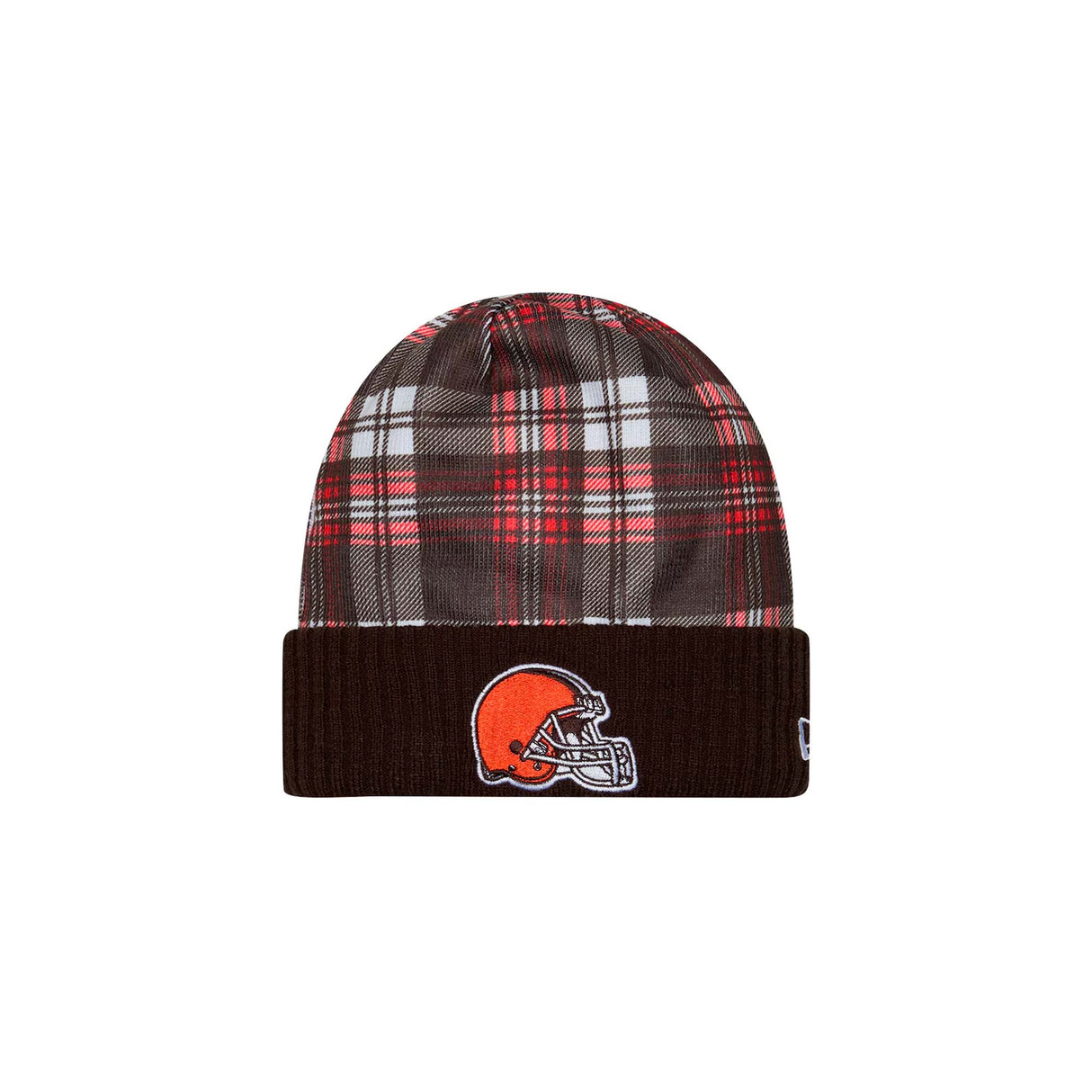 Cleveland Browns Brown Plaid Statement Beanie Cuffed Knit Hat - New Era -