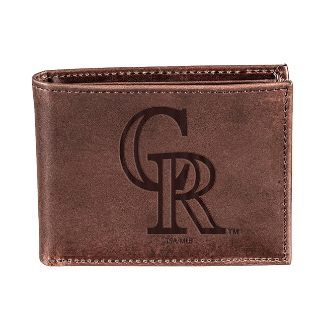 Colorado Rockies Bi - Fold Wallet Brown 100% Genuine Leather - EG Collective - 801946414858