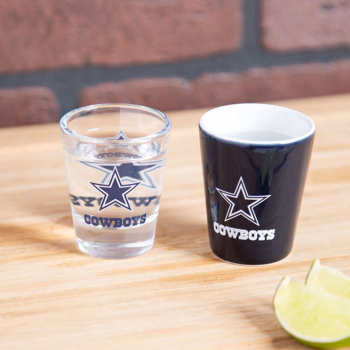 Dallas Cowboys 4-Piece Ceramic and Glass 2oz. Shot Glass Set - EG Collective - 801946180081
