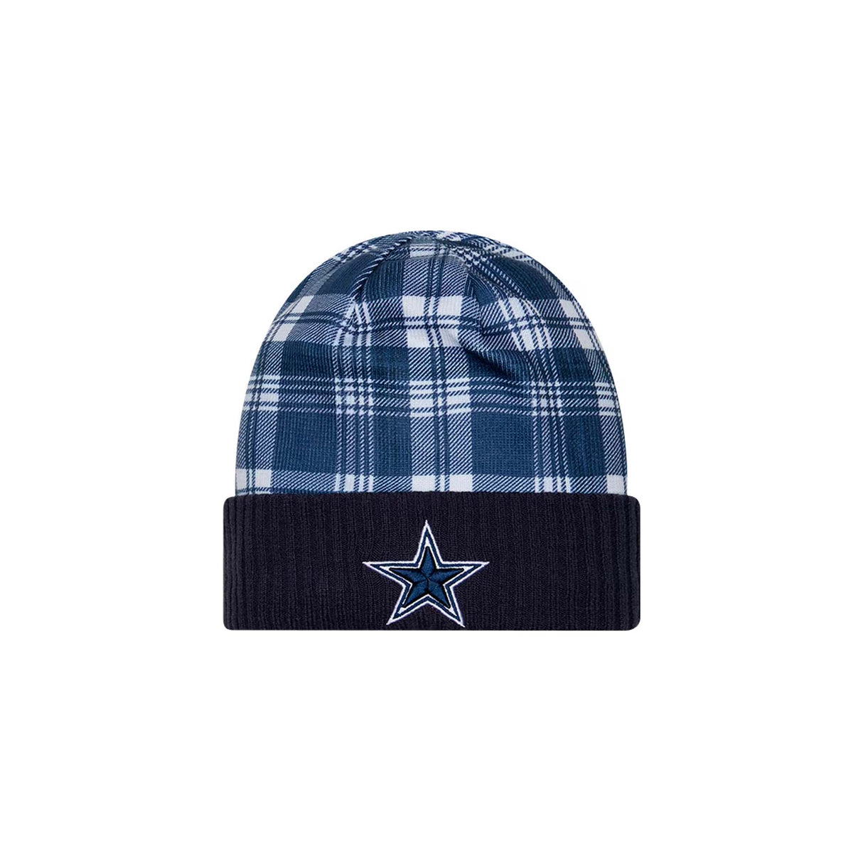 Dallas Cowboys Navy Plaid Statement Beanie Cuffed Knit Hat - New Era -
