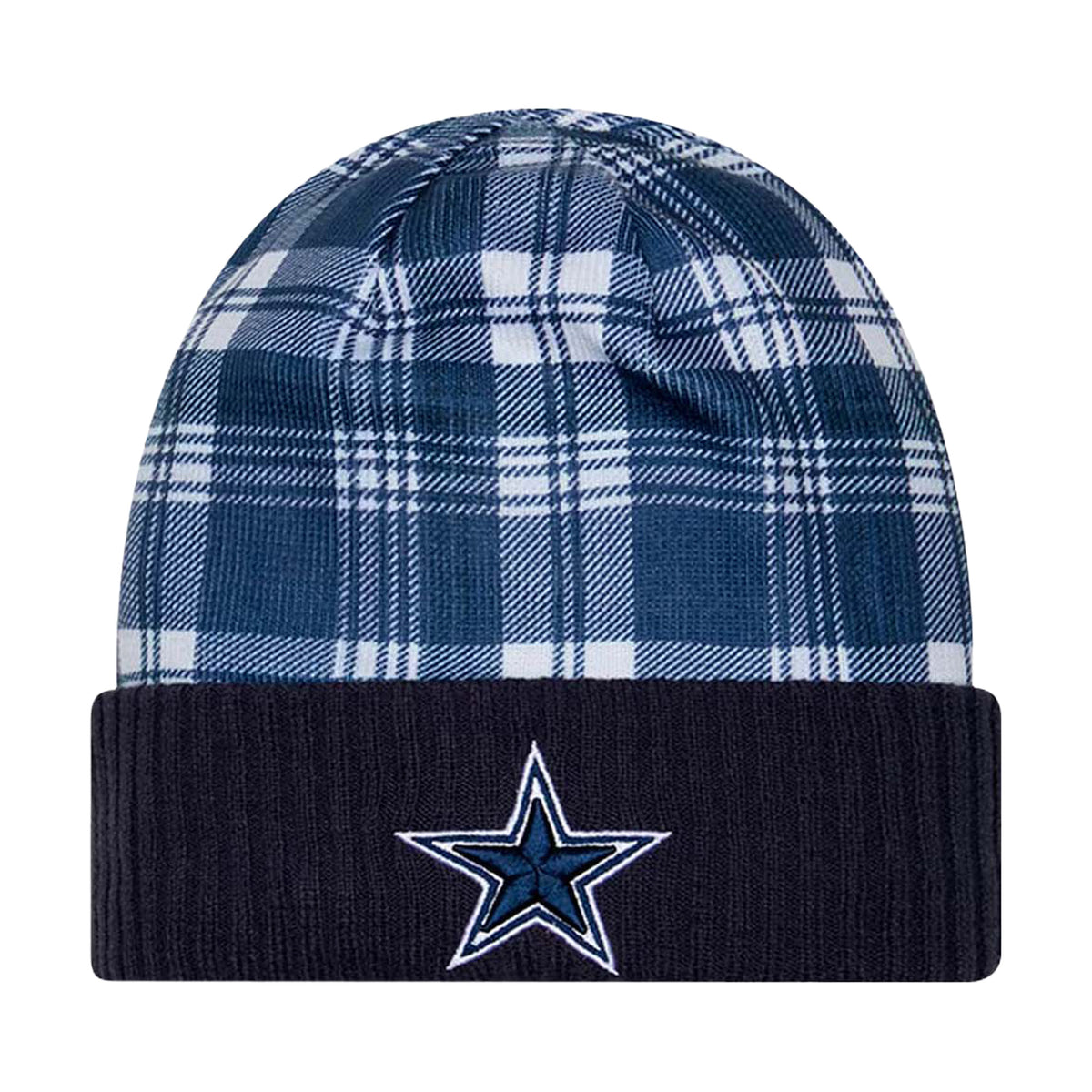 Dallas Cowboys Navy Plaid Statement Beanie Cuffed Knit Hat - New Era -
