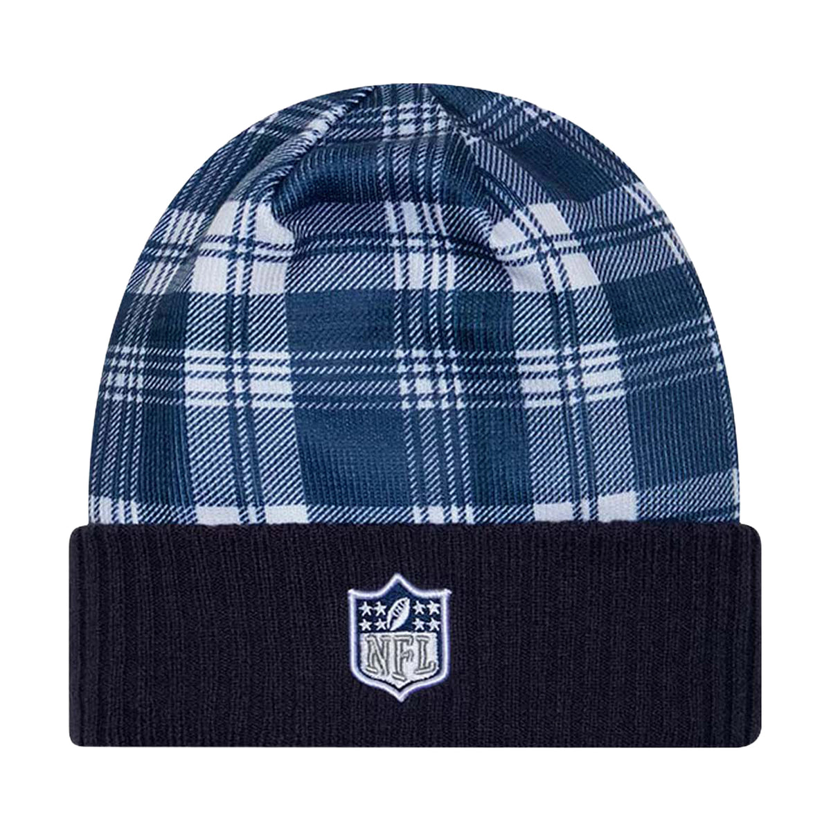 Dallas Cowboys Navy Plaid Statement Beanie Cuffed Knit Hat - New Era -
