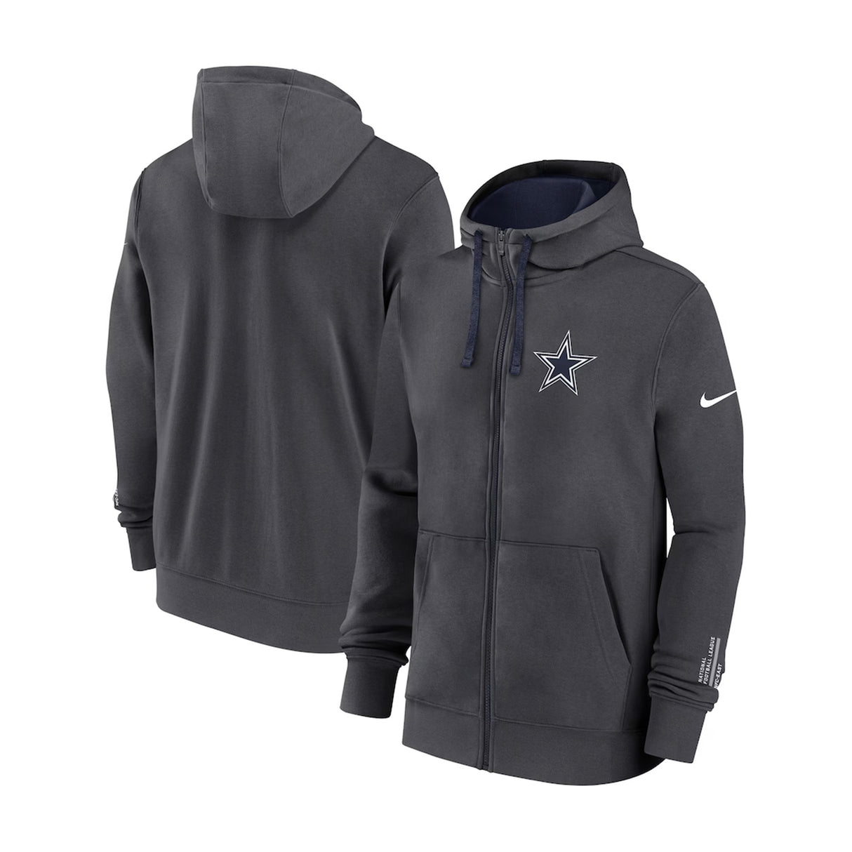 Dallas Cowboys Nike Anthracite Club Full-Zip Hoodie