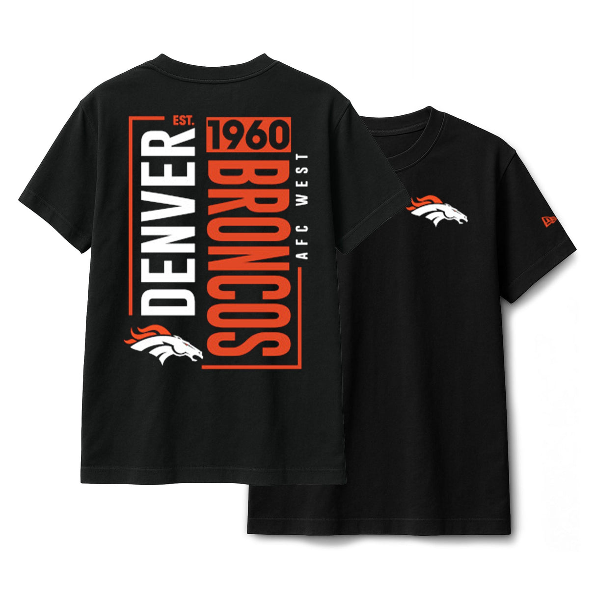 Denver Broncos Black New Era 2 - Hit Boxy T-Shirt - New Era -