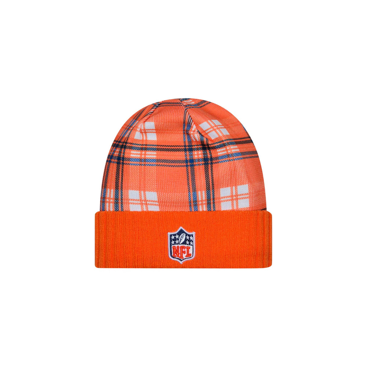 Denver Broncos Orange Plaid Statement Beanie Cuffed Knit Hat - New Era -