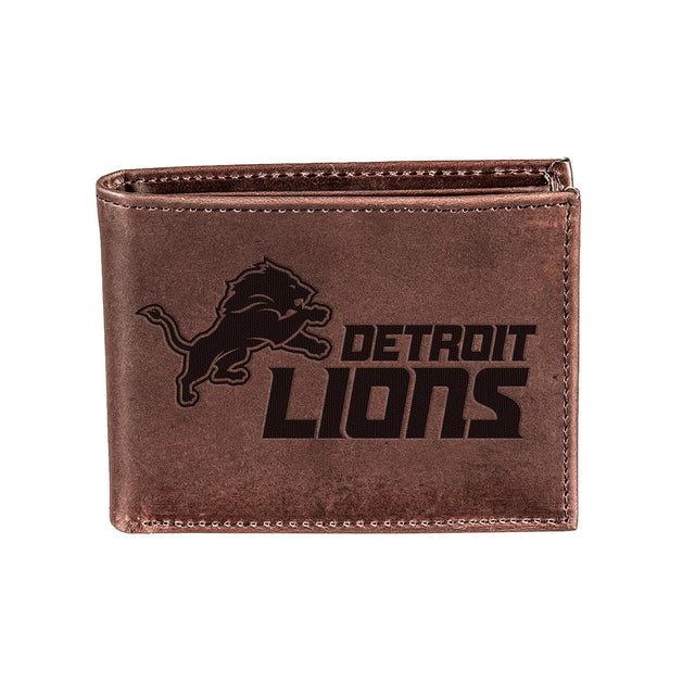 Detroit Lions, Bi - Fold Wallet, Brown, CH, 100% Genuine Leather - EG Collective - 808412079986
