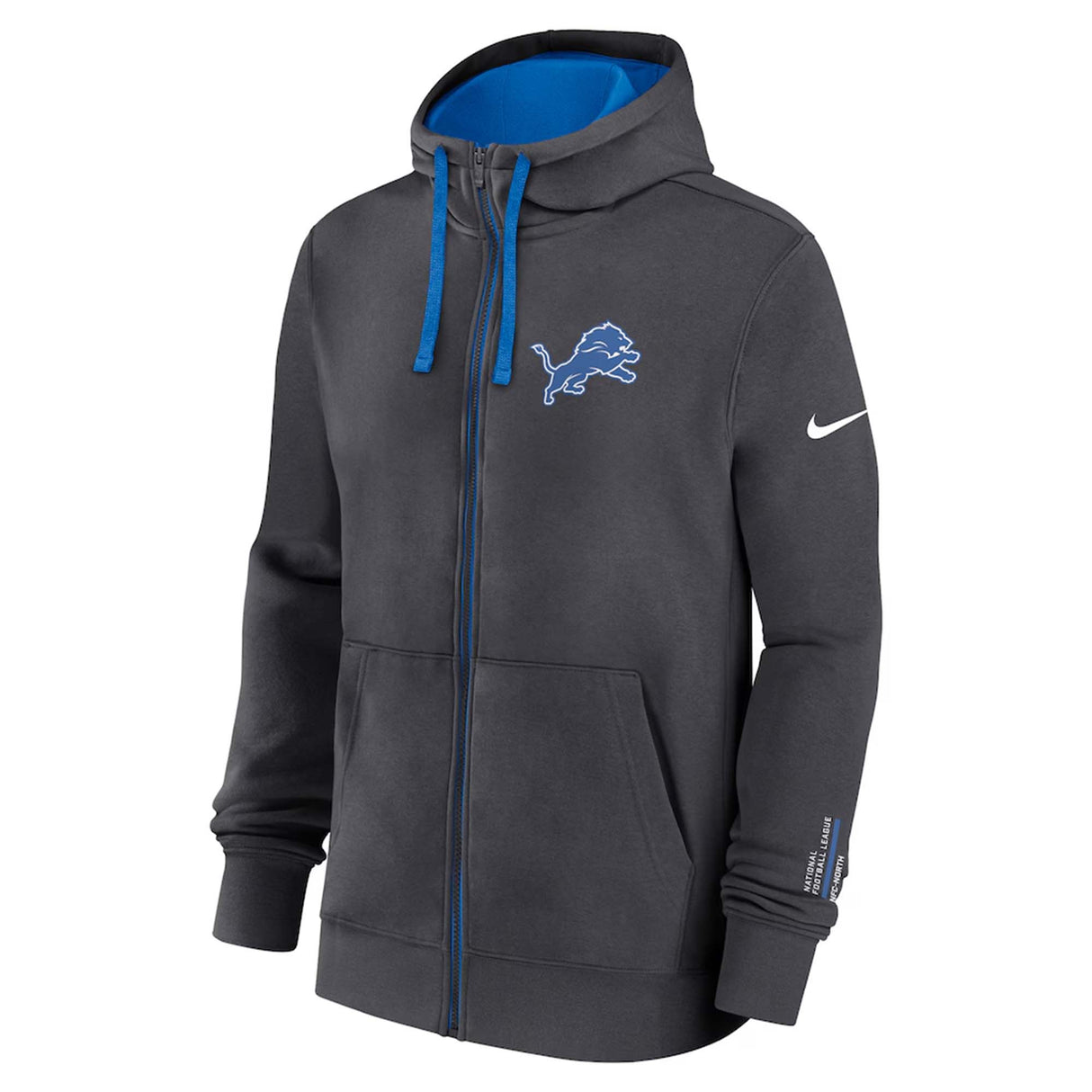 Detroit Lions Nike Anthracite Primetime Club Full - Zip Hoodie - Nike -
