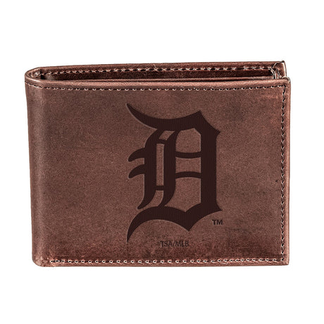 Detroit Tigers Bi - Fold Wallet Brown 100% Genuine Leather - EG Collective - 801946414872