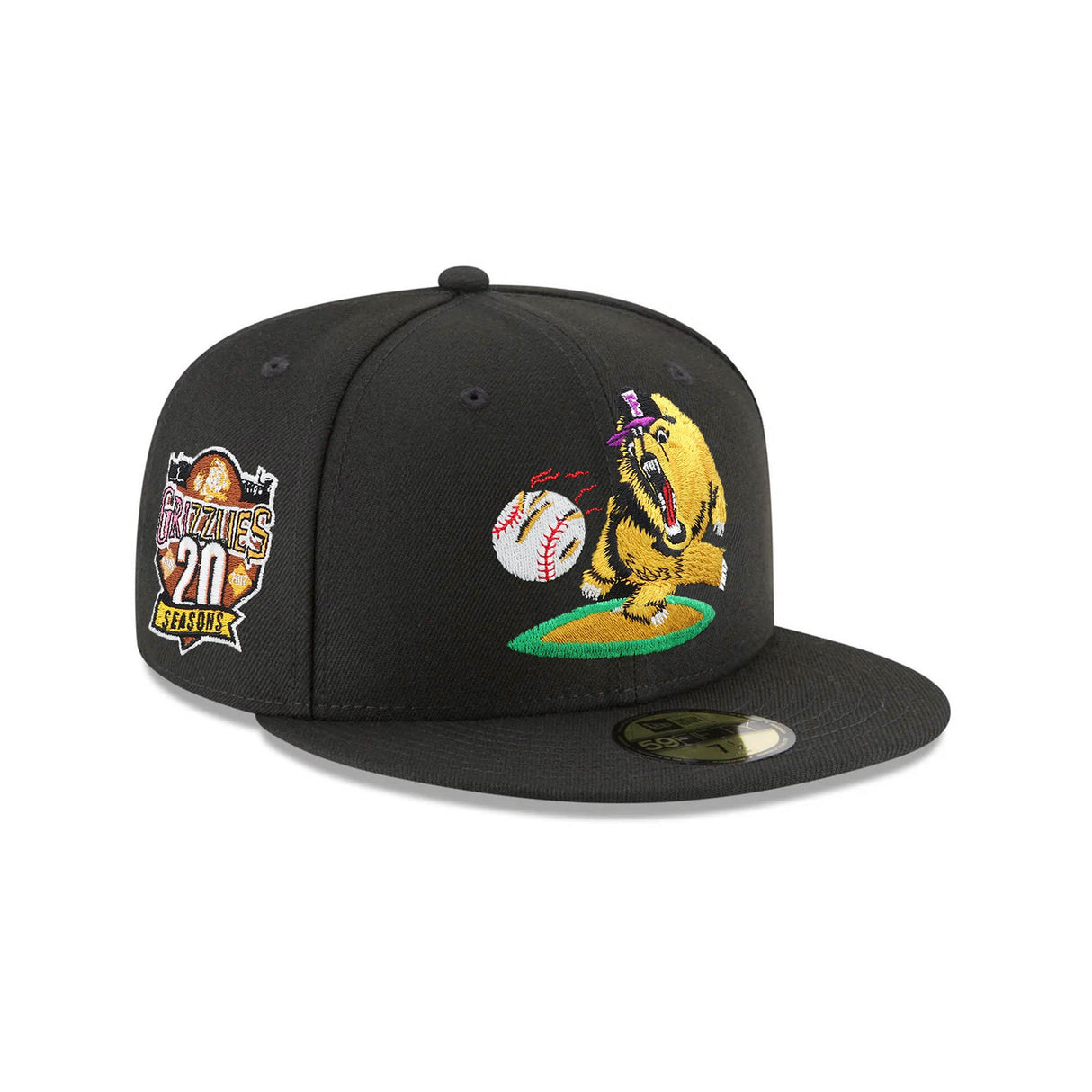 Fresno Grizzlies Black Alternate Bear Logo 20 Seasons Side Patch 59FIFTY Fitted Hat - New Era - 232602425301