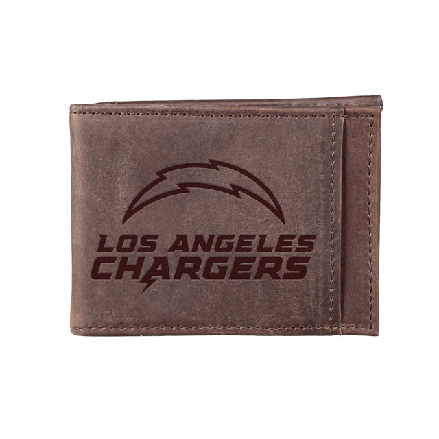 Front Pocket Wallet w/ RFID Blocking, Los Angeles Chargers, Brown - EG Collective - 801946224662