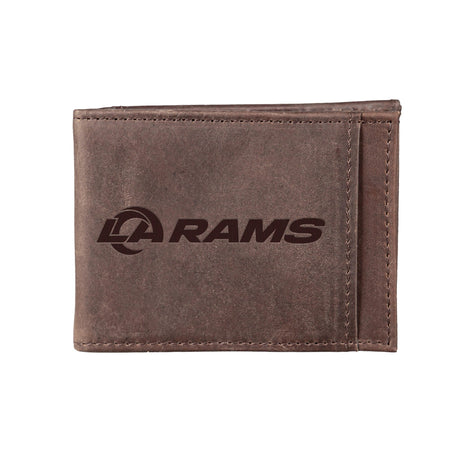 Front Pocket Wallet w/ RFID Blocking, Los Angeles Rams, Brown - EG Collective - 801946224723